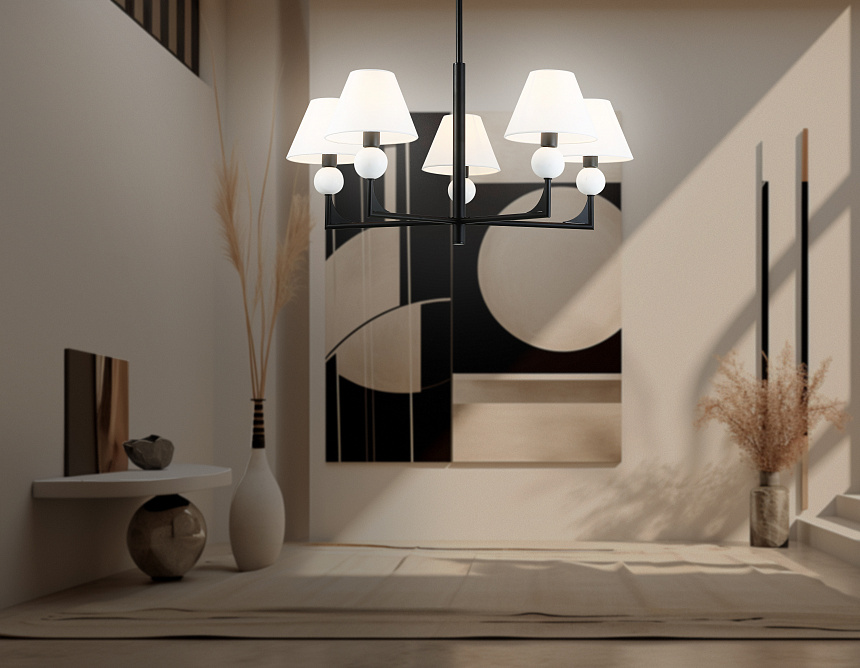 LH75153/5 BK/FR черный/белый матовый E14*5 max 40W D730*580