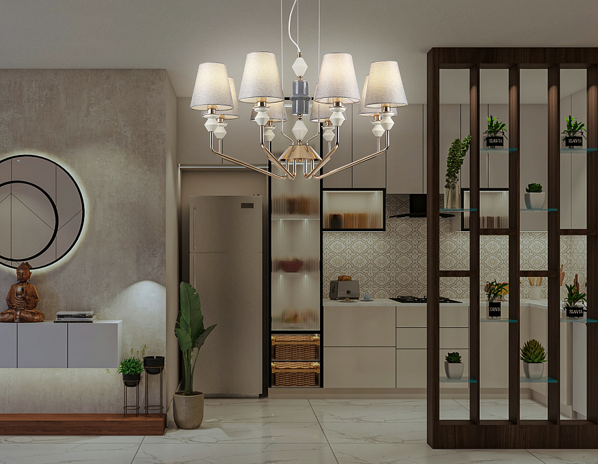 LH75403/8 GD/GR золото/серый E14*8 max 40W D815*1260