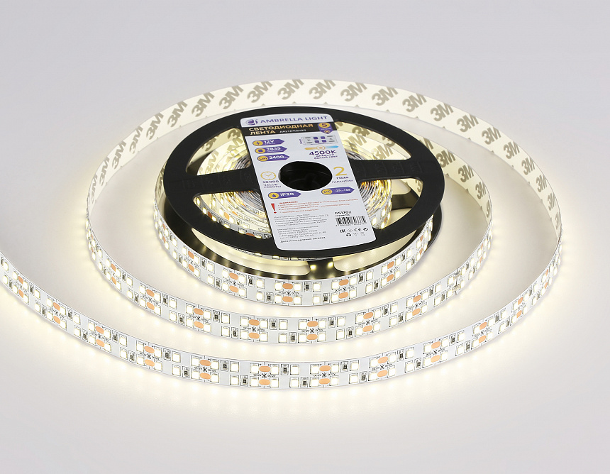 GS1702 2835 240Led/ 24W m/ 12V IP20 4500K/ 5000*10*1.2mm (2 конт.) GS1702 2835 240Led/ 24W m/ 12V IP20 4500K/ 5000*10*1.2mm (2 конт.)