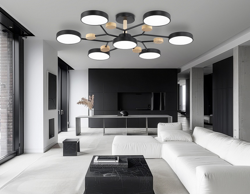 FL4866/7 BK/WD черный/дерево 126W 3000-6000K D830*190 (без ПДУ)