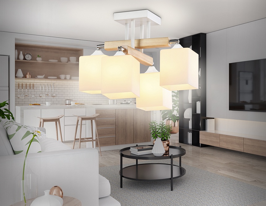 TR9512/4 WH/CH/FR белый/хром/белый матовый E27*4 max 40W D567*266