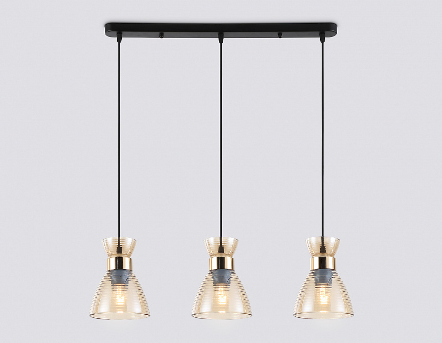 TR3404/3 BK/FGD/TI черный/золото/янтарь E27/3 max 60W 550*135*1000