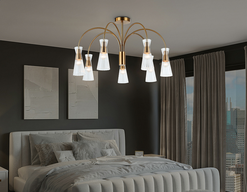 LH55703/7 BS/CL латунь/прозрачный E14*7 max 40W D745*460