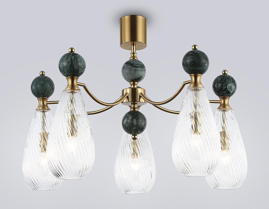 LH53292/5 BS/CL латунь/прозрачный E14*5 max 40W D675*900