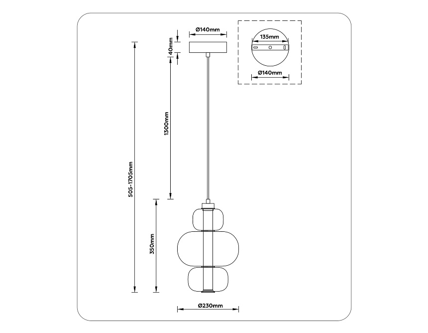LH11057 BK/SM черный/дымчатый 18W 3000K D230*350