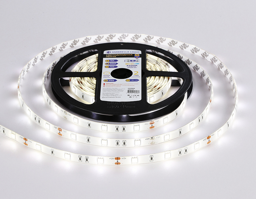 GS1902 5050 30Led/ 7.2W m/ 12V IP65 4500K/ 5000*10*2.87mm (2 конт.) GS1902 5050 30Led/ 7.2W m/ 12V IP65 4500K/ 5000*10*2.87mm (2 конт.)
