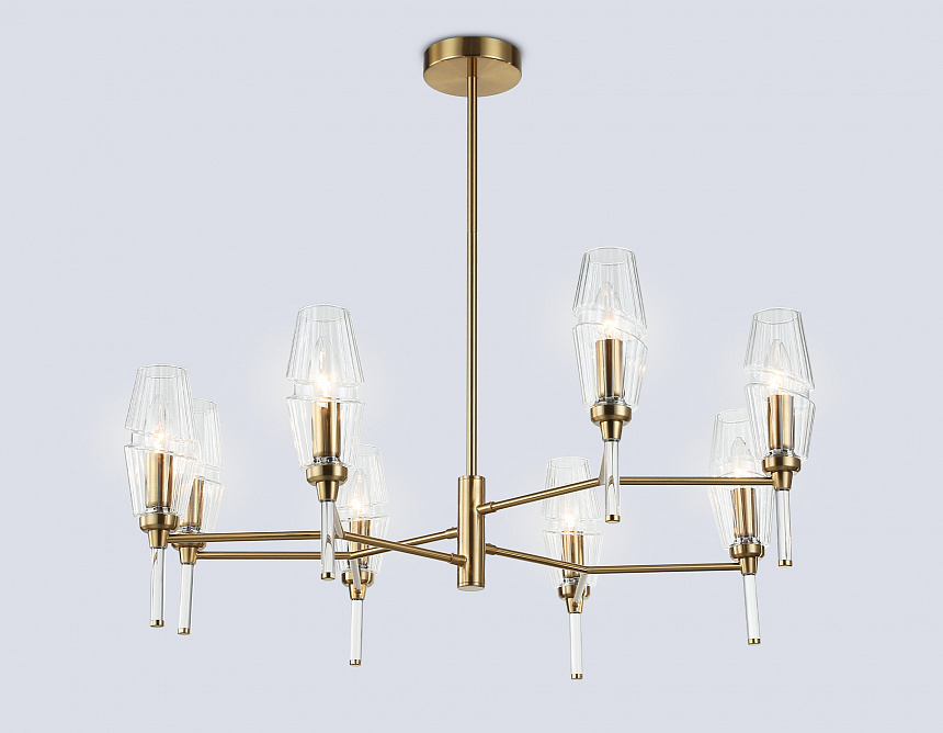 LH55202/8 BS/CL латунь/прозрачный E14*8 max 40W D800*520