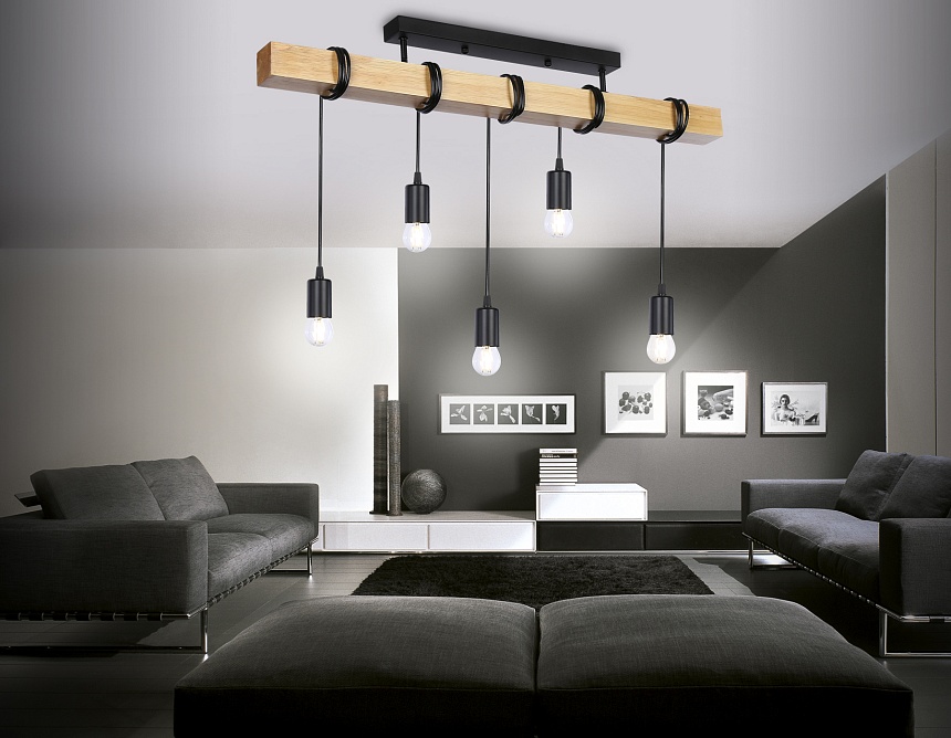 TR8183/5 BK/LW черный/светлое дерево E27*5 max 40W 800*50*420