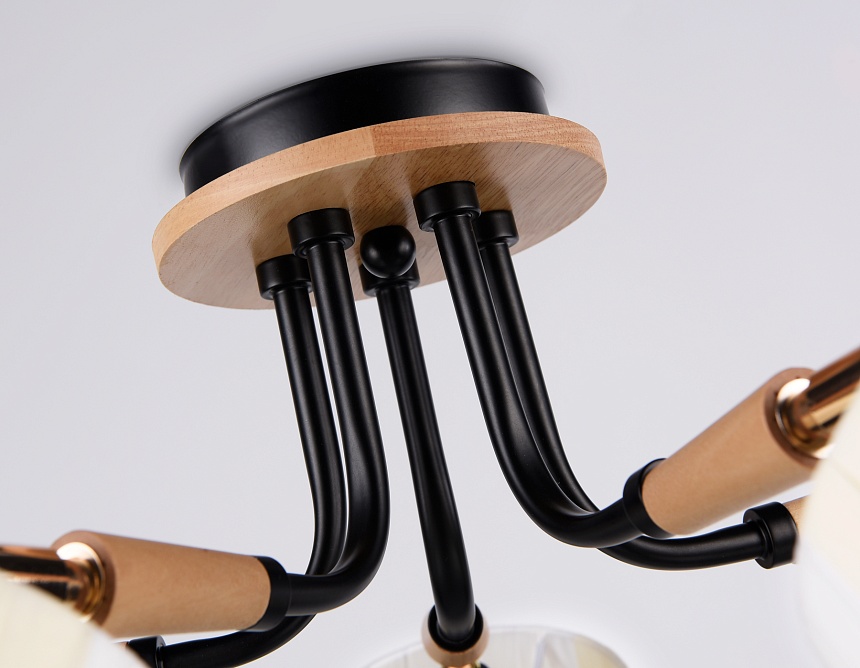 TR4733/5 BK/LWD черный/светлое дерево E27/5 max 40W D610*270