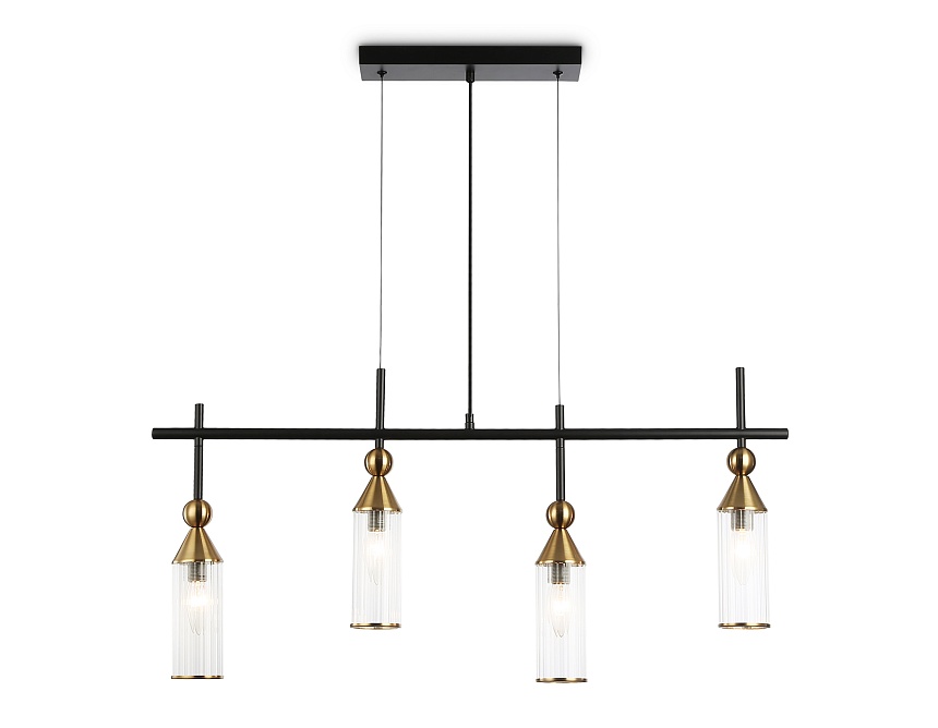 LH55254/4 BK/BS/CL черный/латунь/прозрачный E14*4 max 40W 845*65*1150