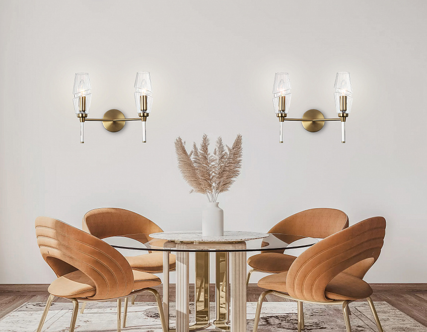 LH55206/2 BS/CL латунь/прозрачный E14*2 max 40W 330*170*280