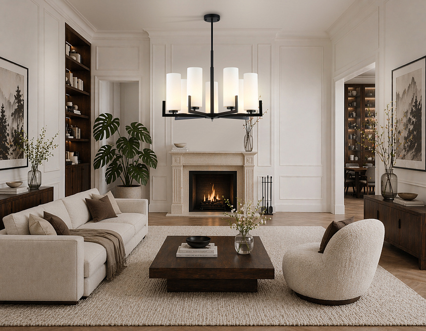 LH56058/7 BK/WH черный/белый E27*7 max 60W D700*750