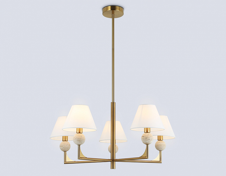 LH75159/5 BS/FR латунь/белый матовый E14*5 max 40W D730*580