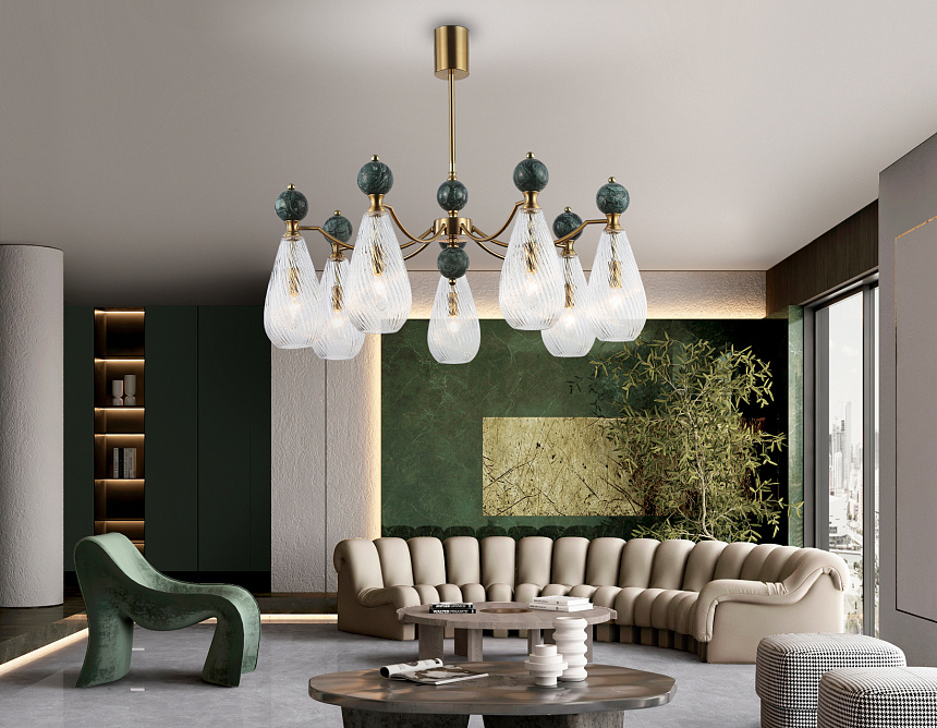 LH53293/7 BS/CL латунь/прозрачный E14*7 max 40W D815*900