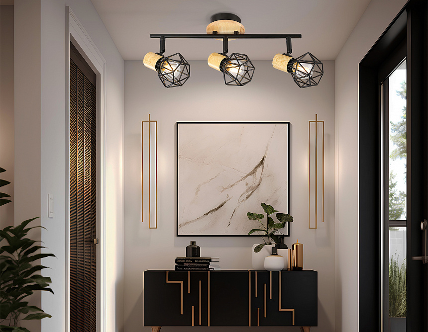 TR8753/3 BK/WD черный/дерево IP20 E27/3 435*115*200