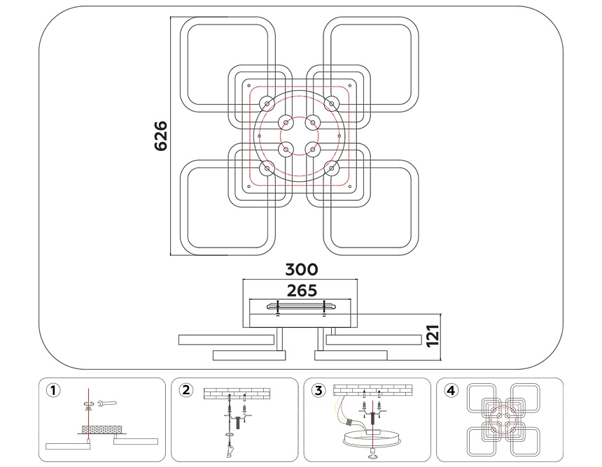 FA3866/4+4 WH белый 144W 3000K-6400K+RGB 627*627*121 (ПДУ РАДИО 2.4G)