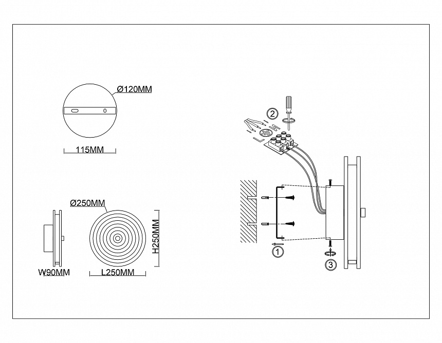 LH31112 BS/CL латунь/прозрачный 9W 3000K D250*90