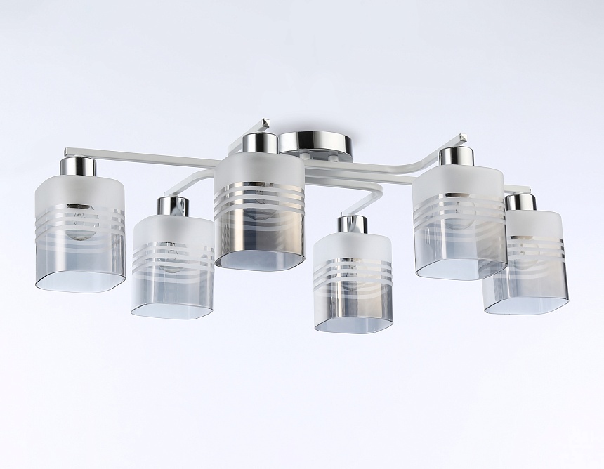 TR303207/6 WH/CH/SM/FR белый/хром/дымчатый/белый матовый E27*6 max 60W 710*400*200 TR303207/6 WH/CH/SM/FR белый/хром/дымчатый/белый матовый E27*6 max 60W 710*400*200