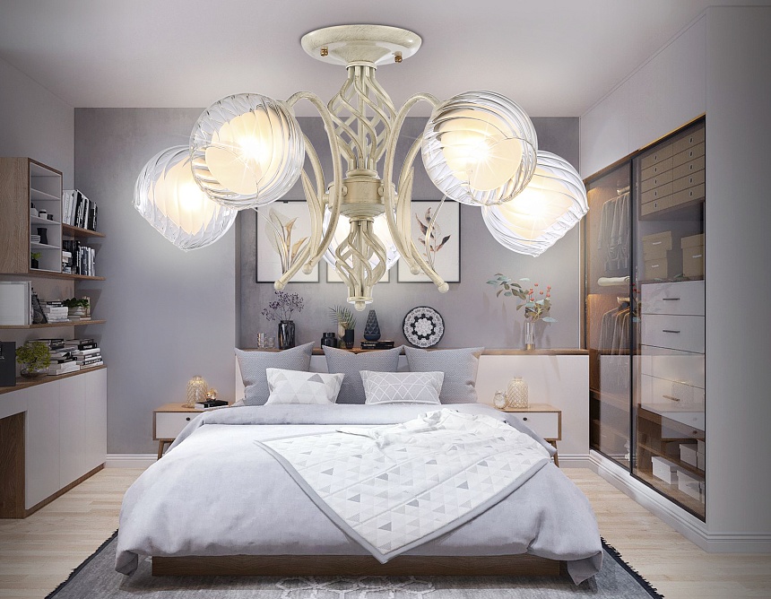 TR3066/5 WH/GD белый/золото E27*5 max 40W D590*340