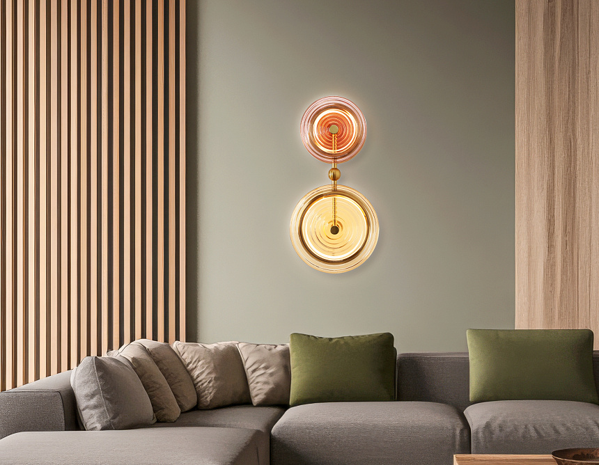 LH31121/2 BS/YL/PI латунь/желтый/розовый 15W 3000K 200*90*390