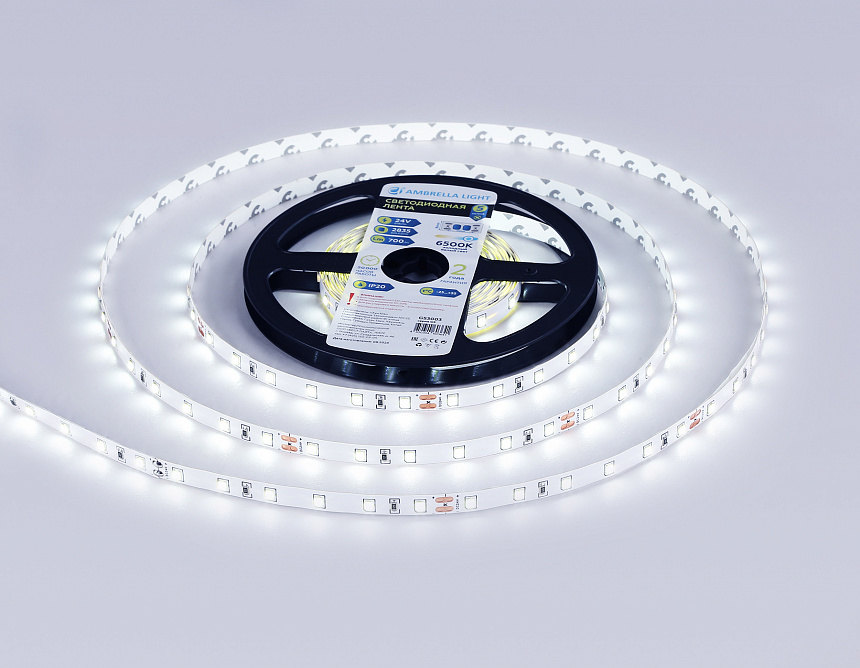GS3003 2835 60Led/ 6W m/ 24V IP20 6500K/ 5000*8*1.2mm (2 конт.) GS3003 2835 60Led/ 6W m/ 24V IP20 6500K/ 5000*8*1.2mm (2 конт.)