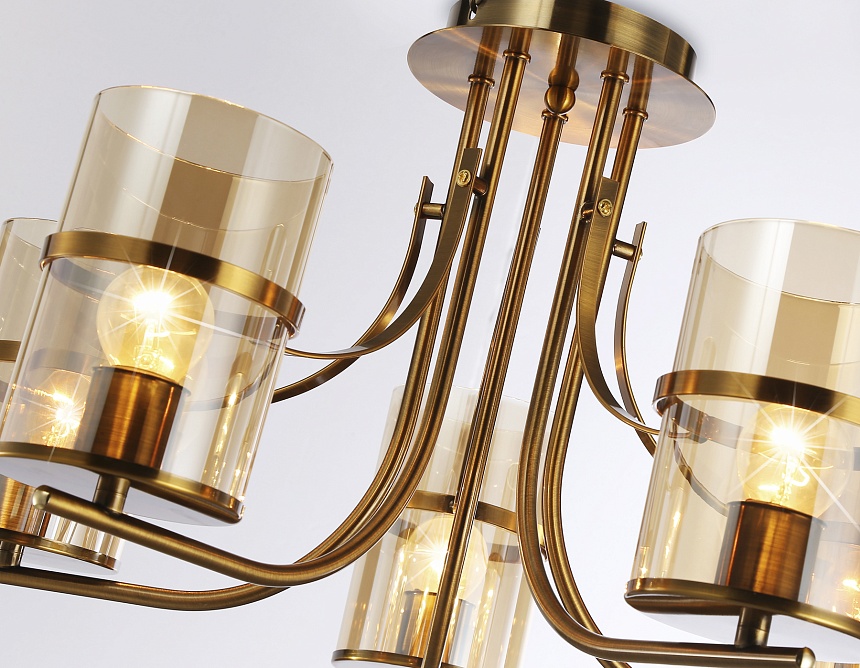 TR3222/5 GD/TI золото/янтарь E27*5 max 40W D540*300