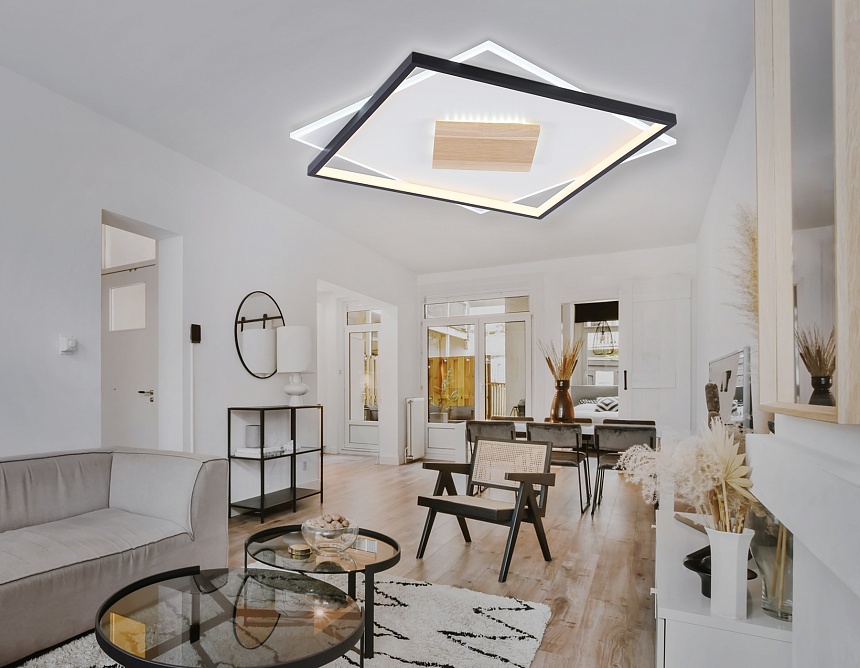 FL4791 WH/BK/WD белый/черный/дерево 77W 3000-6000K 515*515*50 (без ПДУ)