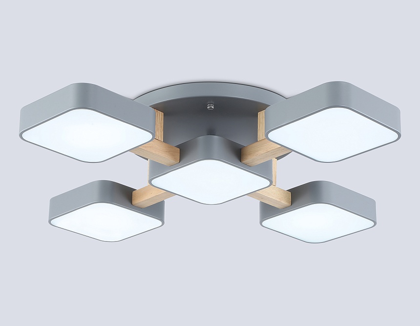 FL4882/5 GR/WD серый/дерево 90W 3000-6000K 675*675*110 (без ПДУ)