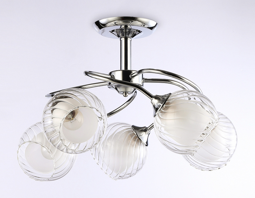 TR3198/5 CH/CL/FR хром/прозрачный/белый матовый E27/5 max 40W D600*485