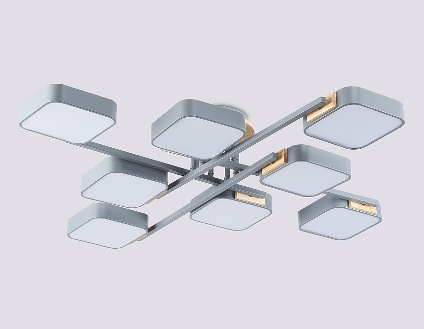 FL4889/8 GR/WD серый/дерево 144W 3000-6000K 960*960*160 (без ПДУ)