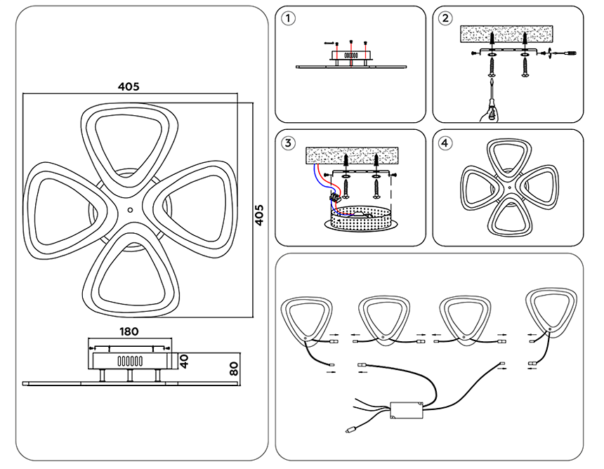 FA4482/4 WH белый 4200K/3000K+6400K/6400K+3000K 45W 405*405*80 (ПДУ ИК)