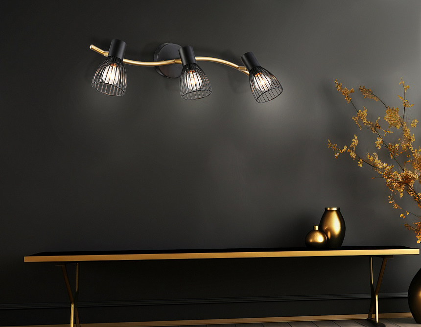 TR8661/3 BK/GD черный/золото E14/3 max 60W 550*100*170 TR8661/3 BK/GD черный/золото E14/3 max 60W 550*100*170