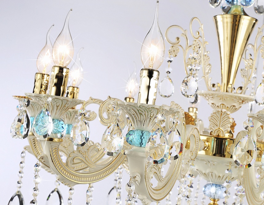 TR4929/12 GD/WH/CL золото/белый/прозрачный E14*12 max 40W D910*680