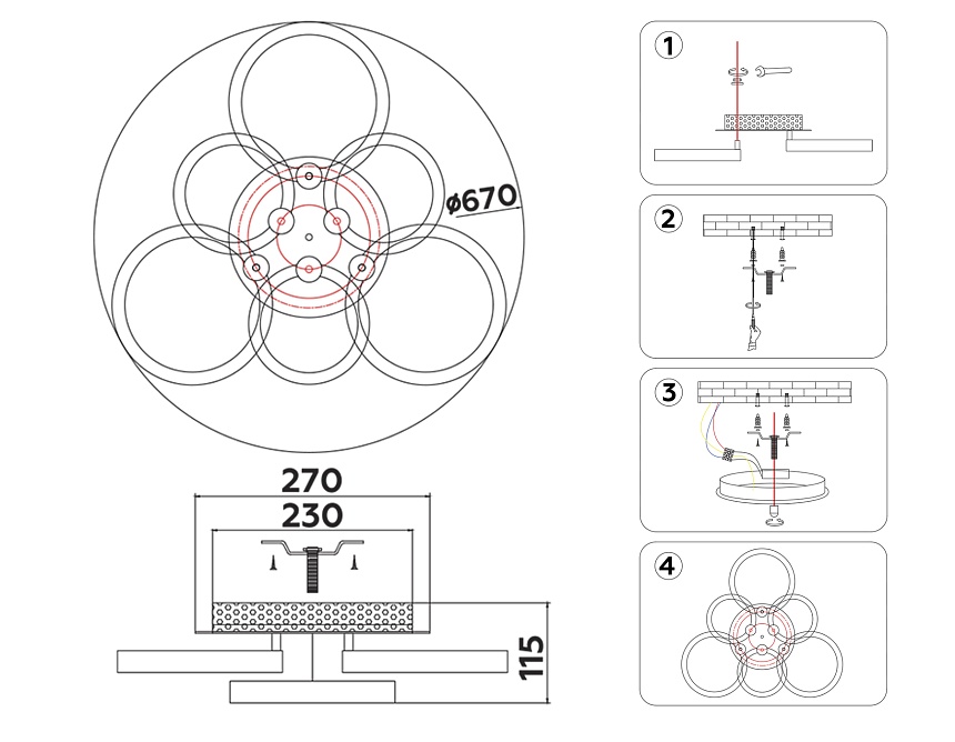 FA3844/3+3 WH белый 102W 3000K-6400K+RGB D670*115 (ПДУ РАДИО 2.4G)