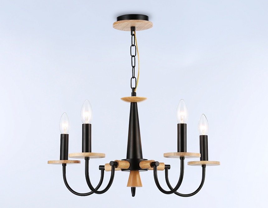 TR9593/5 BK/LW черный/светлое дерево E14/5 max 40W D555*660