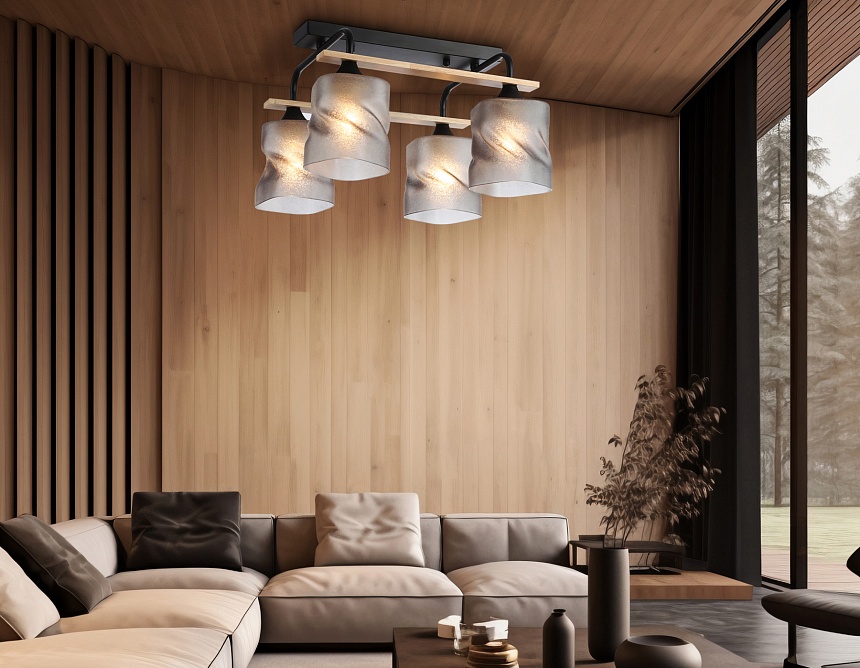 TR3033249/4 BK/WD черный/дерево E27/4 max 60W 340*340*245