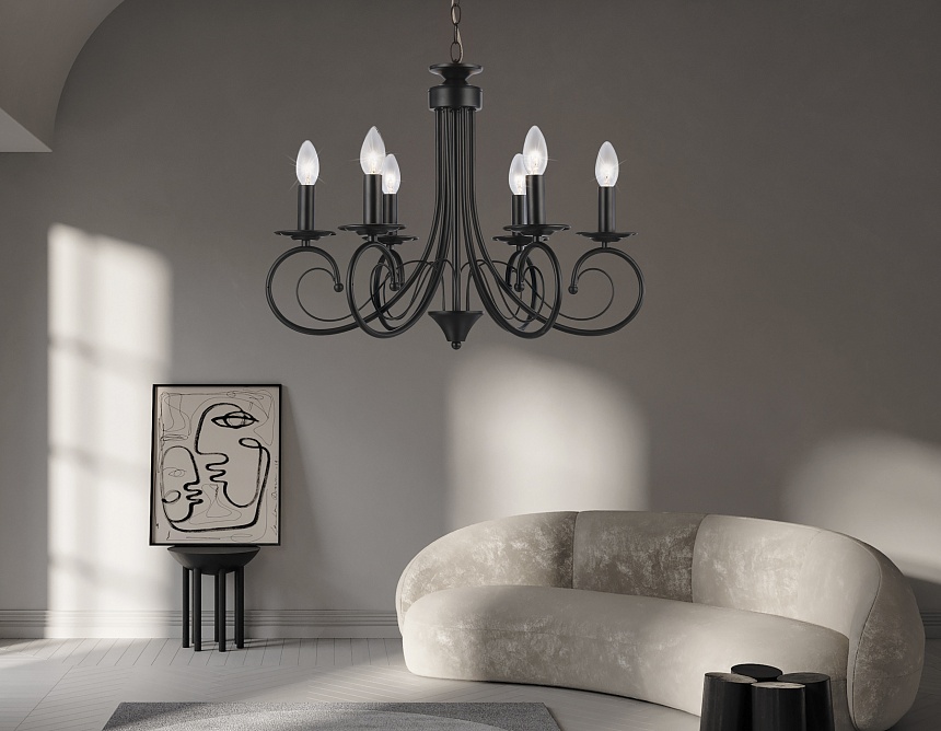 TR9612/6 BK черный E14/6 max 40W D560*650