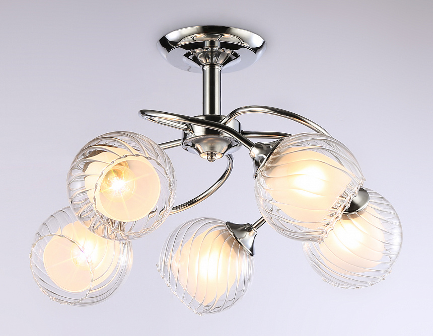 TR3198/5 CH/CL/FR хром/прозрачный/белый матовый E27/5 max 40W D600*485