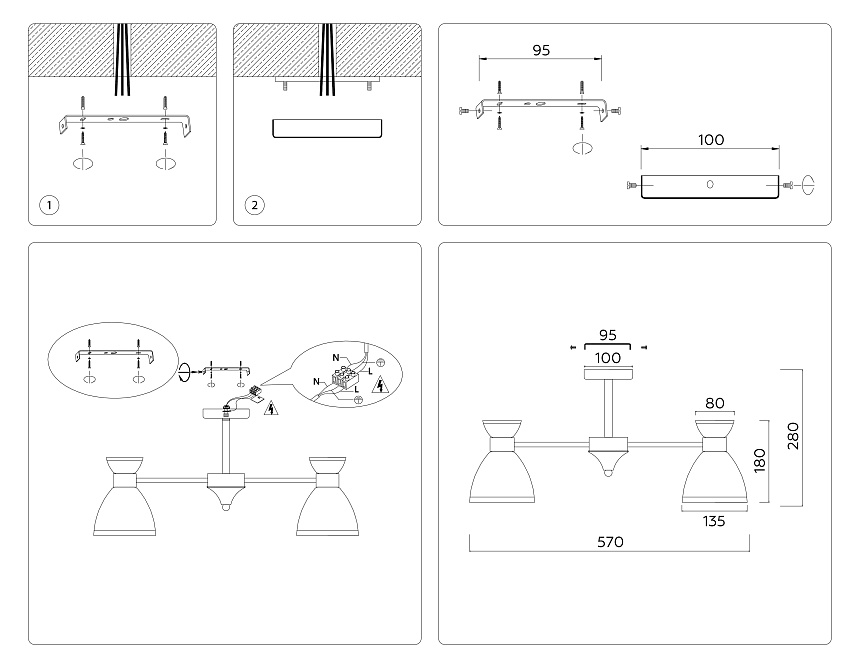 TR3177/3 WH белый E27/3 max 40W D570*280