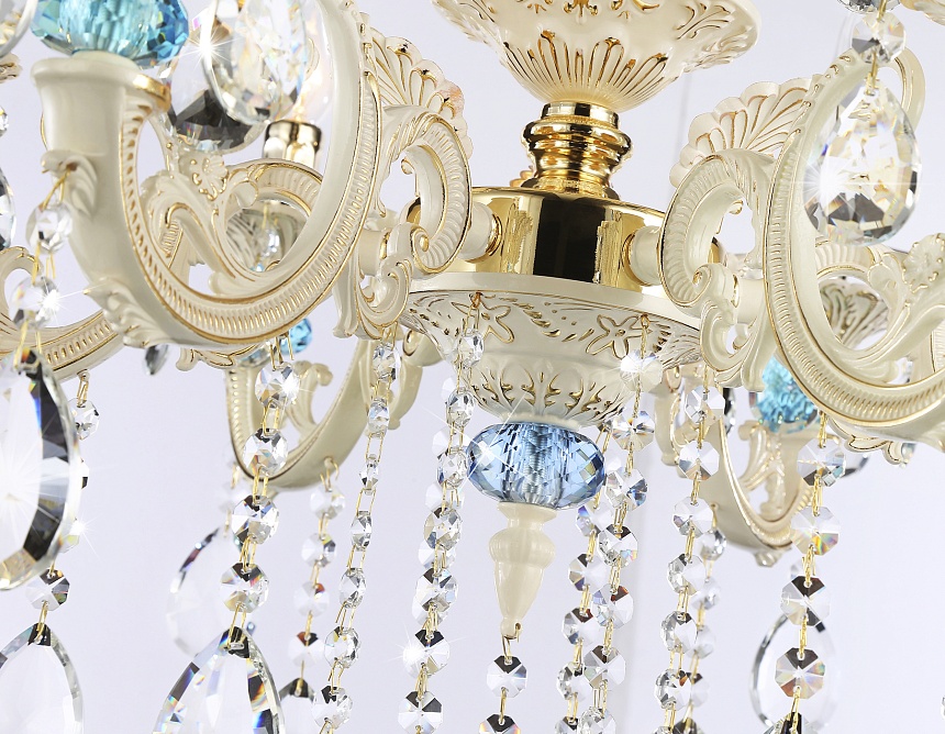 TR4923/6 GD/WH/BL золото/белый/голубой E14*6 max 40W D600*620