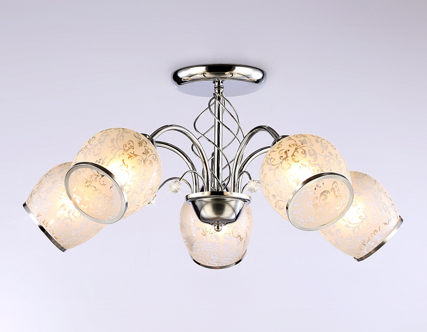 TR3188/5 CH/CL/FR хром/прозрачный/белый матовый E27/5 max 40W D600*285