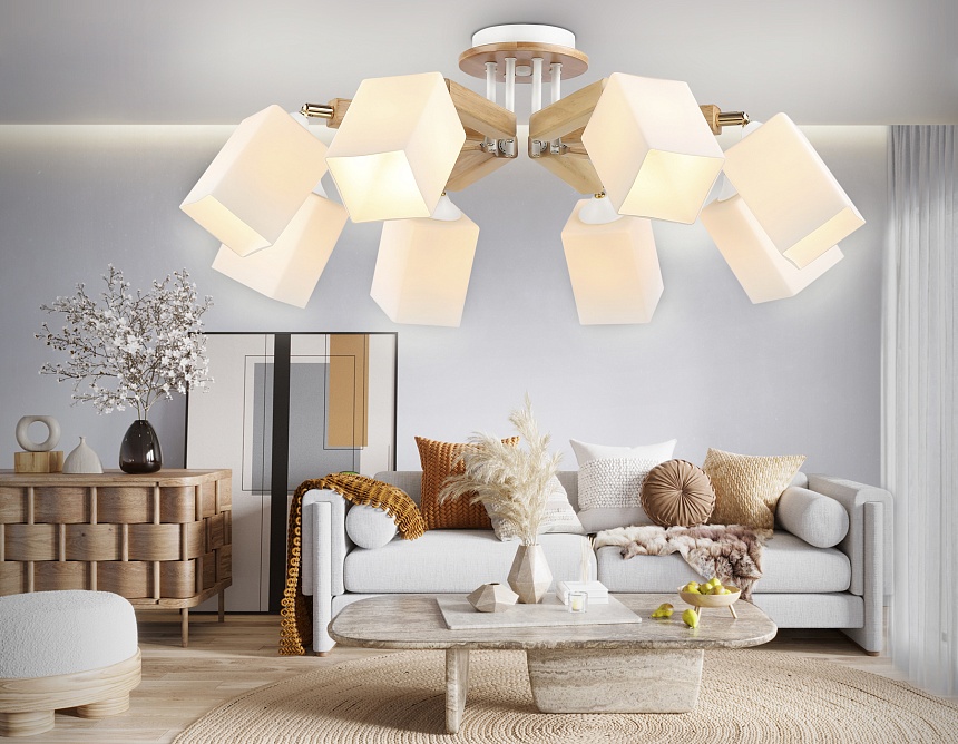 TR9522/8 WH/GD/FR белый/золото/белый матовый E27*8 max 40W D790*260