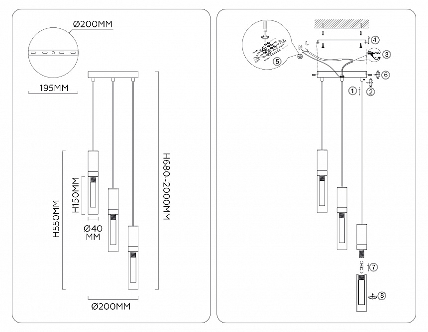LH53351/3 GD/CL/WH золото/прозрачный/белый G9*3 max 40W D200*2000