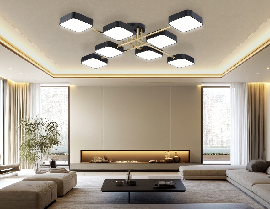 FL516348/8 BK/GD черный/золото 144W 3000-6000K 1060*1060*150 (без ПДУ)