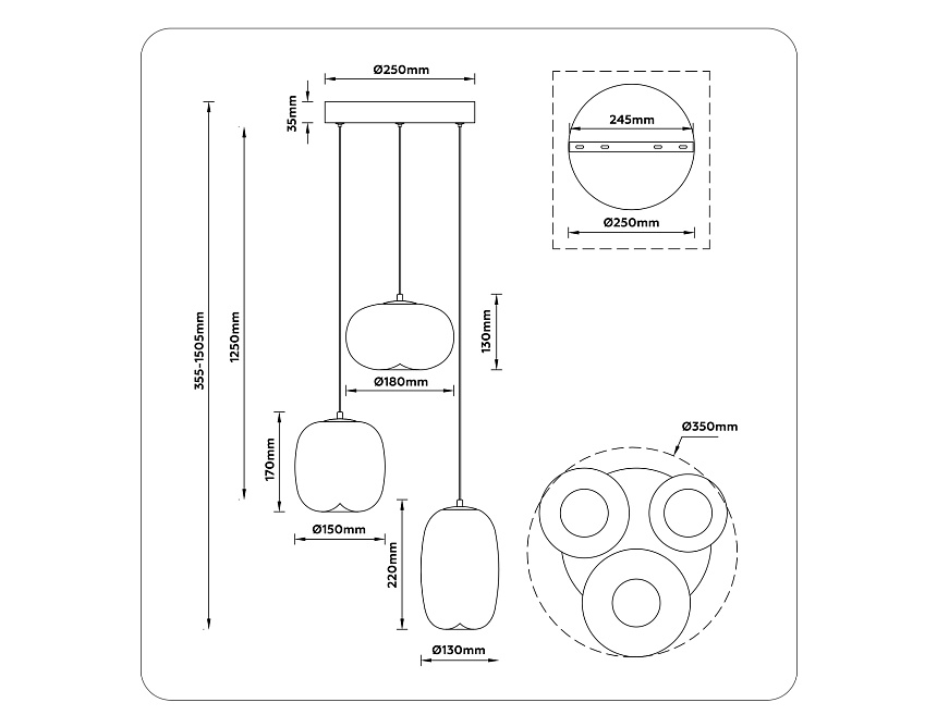LH11096/3 WH/FR белый/белый матовый 12W 3000K D350*1505