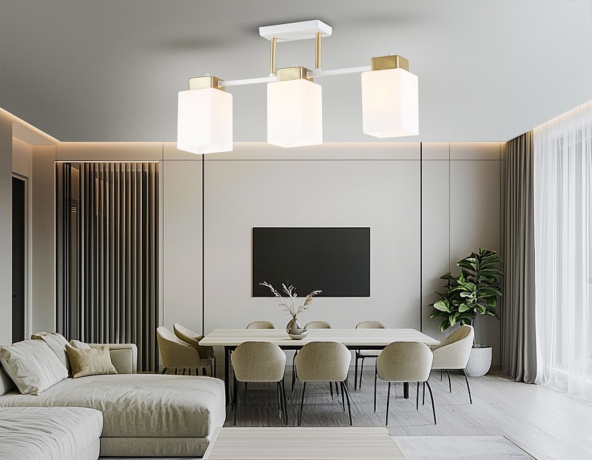 TR303045/3 WH/GD белый/золото E27/3 max 60W 540*100*270