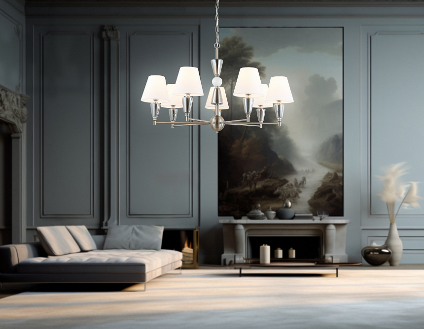 LH75256/7 SN/FR сатин никель/белый матовый E14*7 max 40W D860*520