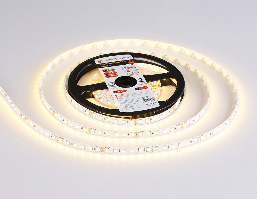GS3101 2835 120Led/ 10W m/ 24V IP20 3000K/ 5000*8*1.2mm (2 конт.) GS3101 2835 120Led/ 10W m/ 24V IP20 3000K/ 5000*8*1.2mm (2 конт.)