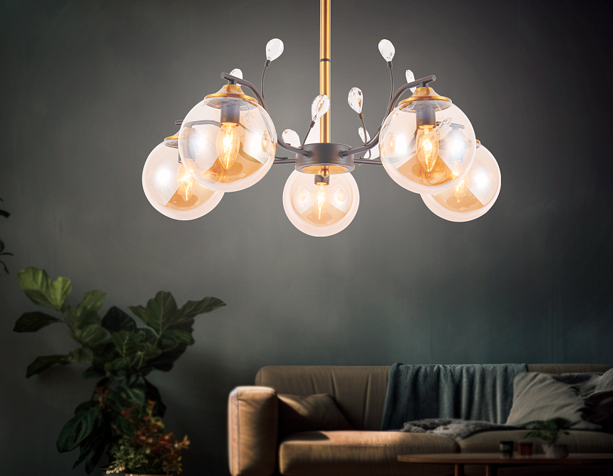 TR9072/5 BK/TI черный/янтарь E14 max 40W D620*420