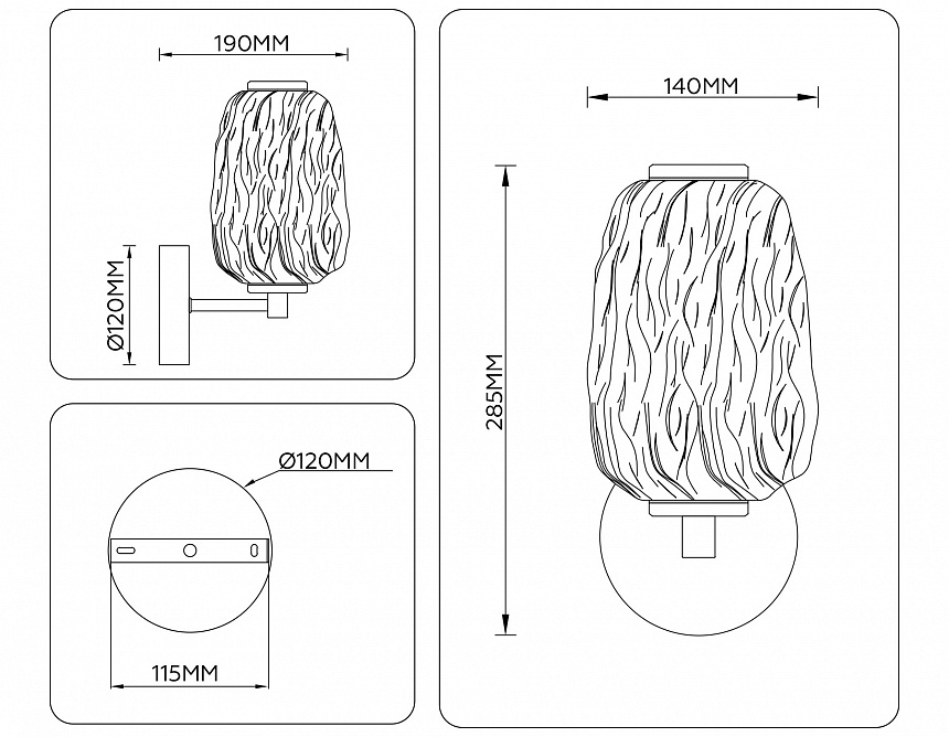 LH30108 SB/TI бронза/янтарь 8W 3000K 140*190*285